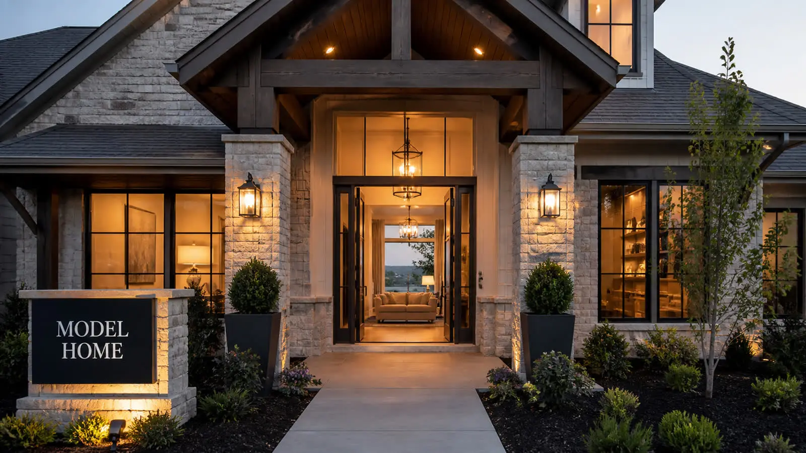 Modern new construction home exterior
